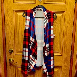 Love U Dear Red White and Blue Long Vest